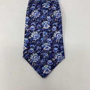 NEW kiton blue floral print 100% silk mens neck tie